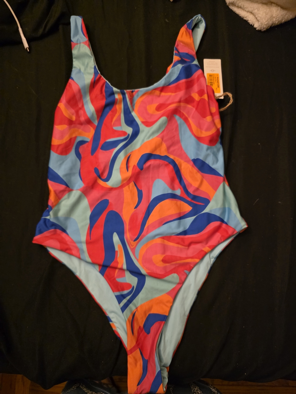 Abstract Wave One-Piece Swimsuit in Multicolor